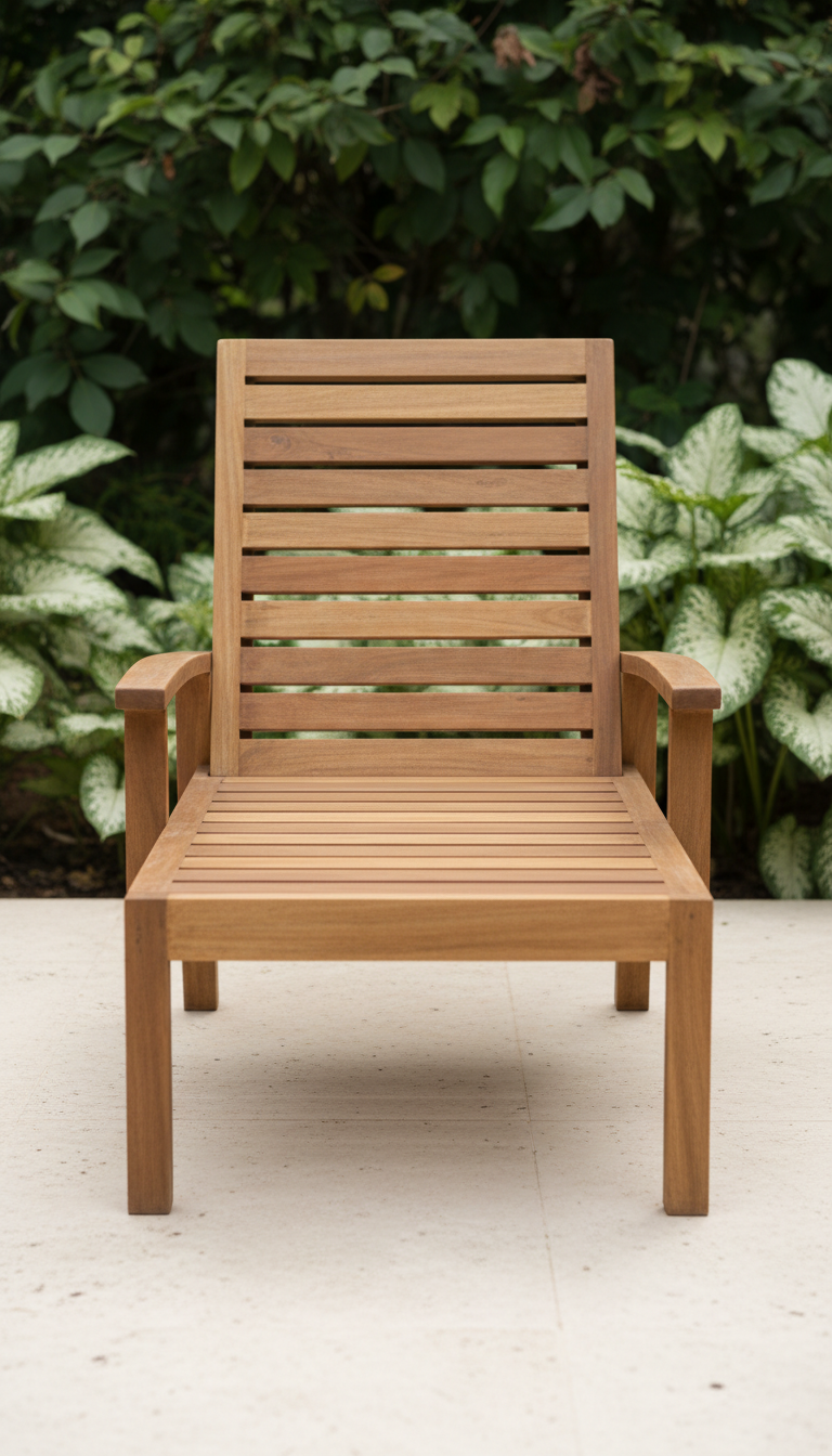 Teak Outdoor Lounge Chair with Sculpted Arms
