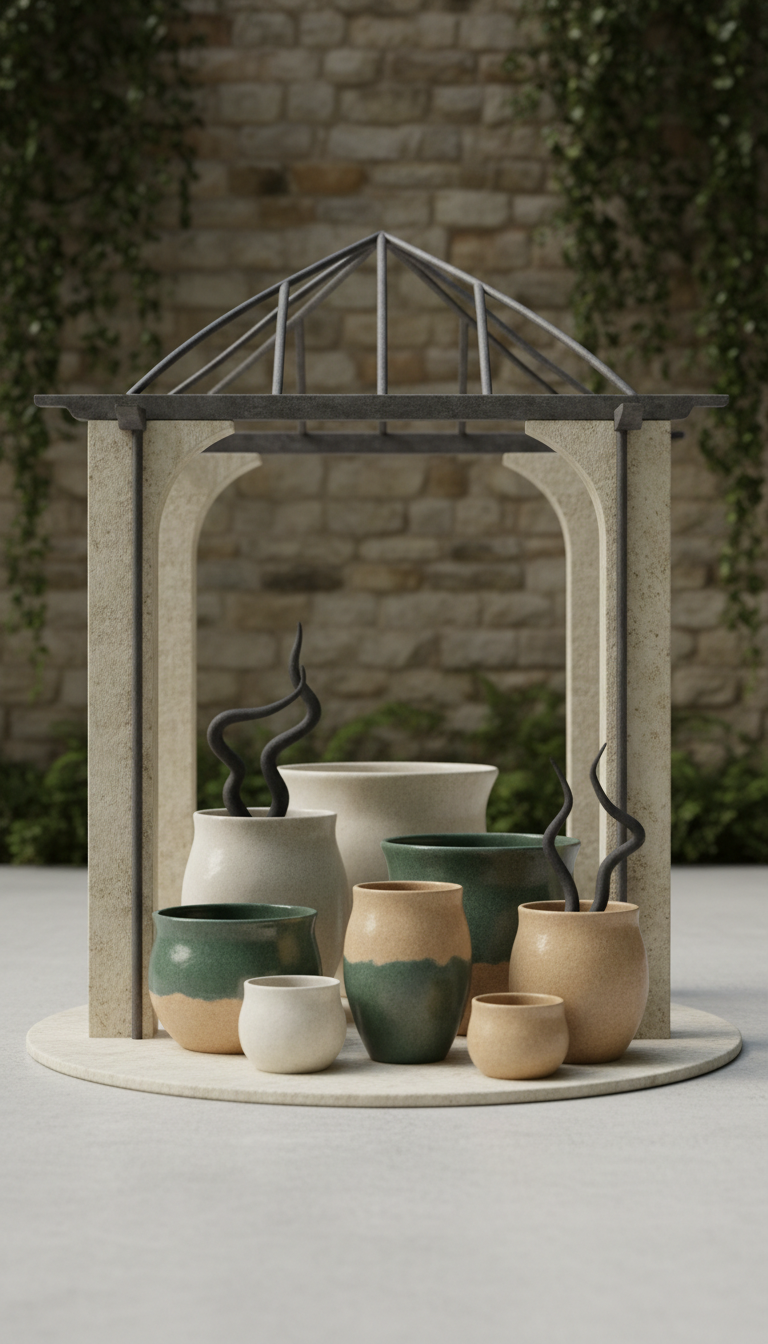 Artisanal Ceramic Planter Set with Textured Glaze