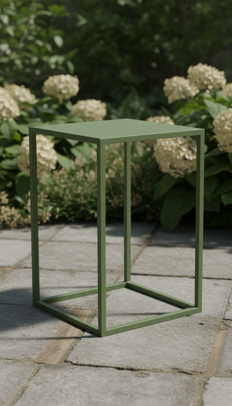 Powder-Coated Metal Side Table in Slate Grey