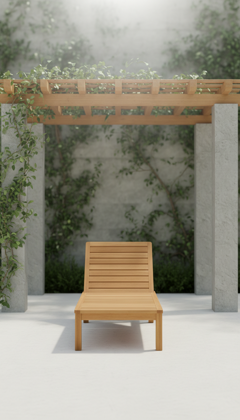 Teak Outdoor Lounge Chair with Sculpted Arms